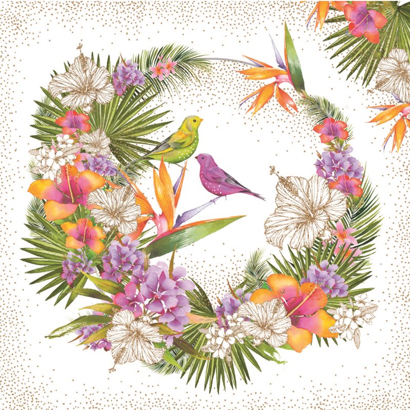 Κάρτα Διπλή De-Ci De-Là Τροπικό Στεφάνι Με Λουλούδια Και Πουλιά Pictura