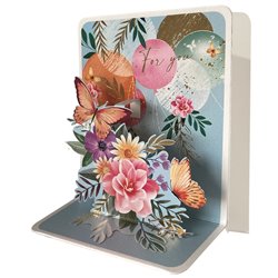 Ευχετήρια Κάρτα 3D 10,5x12 Πεταλούδες Και Λουλούδια Pictura