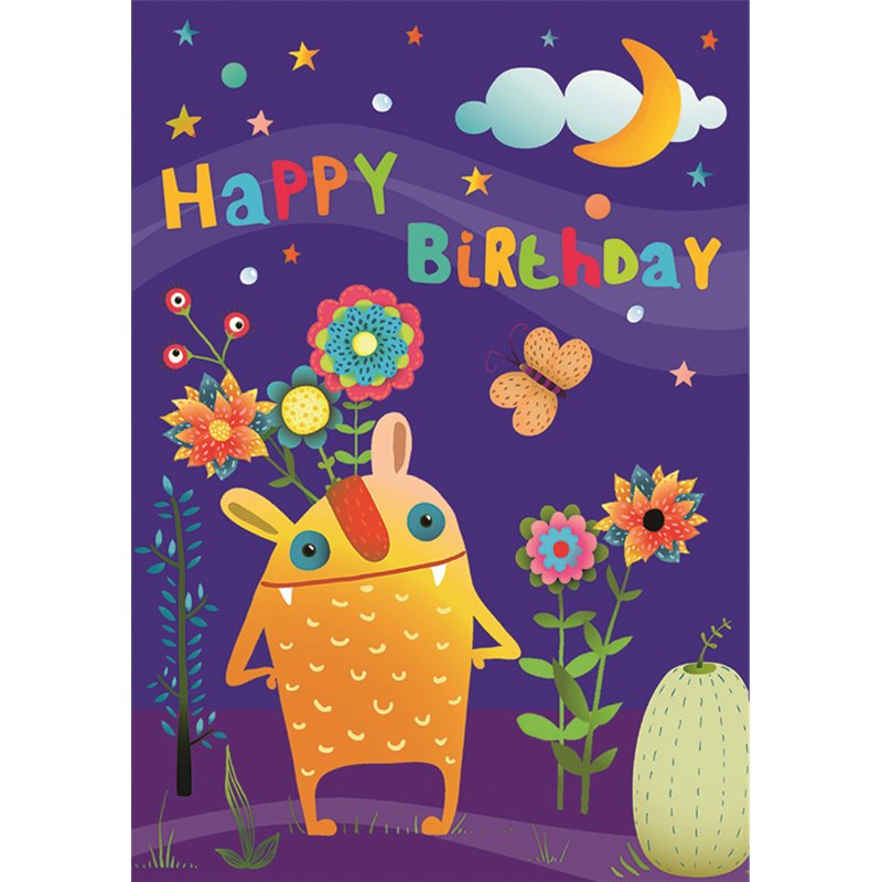 Ευχετήρια Κάρτα 3D Τρίπτυχο ZIG ZAG Happy Birthday Μικρό Τέρας Pictura