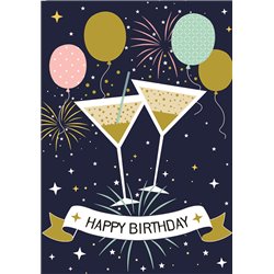 Ευχετήρια Κάρτα 3D Τρίπτυχο ZIG ZAG Happy Birthday Cocktail Pictura