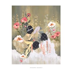 Αφίσα Ρετρό Κορίτσι Με Λουλούδια Pictura