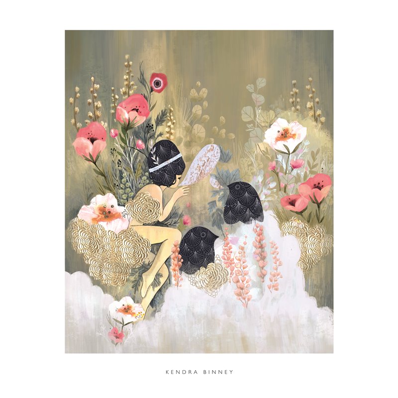 Αφίσα Ρετρό Κορίτσι Με Λουλούδια Pictura