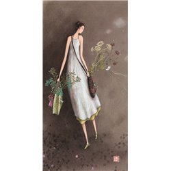 Ευχετήρια Κάρτα 10,5x21 Γυναίκα Και Λουλούδια Pictura
