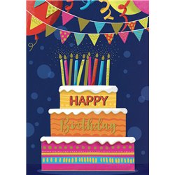 Ευχετήρια Κάρτα 3D Τρίπτυχο ZIG ZAG Happy Birthday Τούρτα Pictura