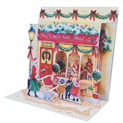 Χριστουγεννιάτικη Ευχετήρια Κάρτα 3D 16x16 Μαγαζί Με Δώρα Pictura
