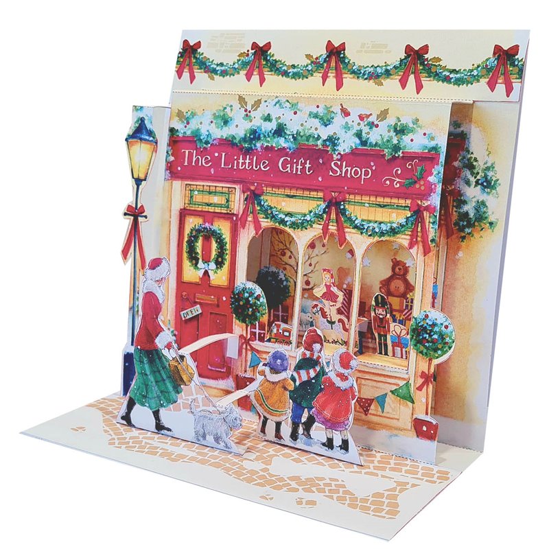 Χριστουγεννιάτικη Ευχετήρια Κάρτα 3D 16x16 Μαγαζί Με Δώρα Pictura