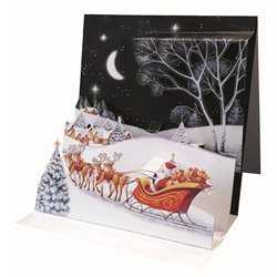 Χριστουγεννιάτικη Ευχετήρια Κάρτα 3D 16x16 Έλκυθρο Στο Χιόνι Pictura