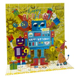 Ευχετήρια Κάρτα 3D 16x16 Happy Birthday Ρομπότ Pictura