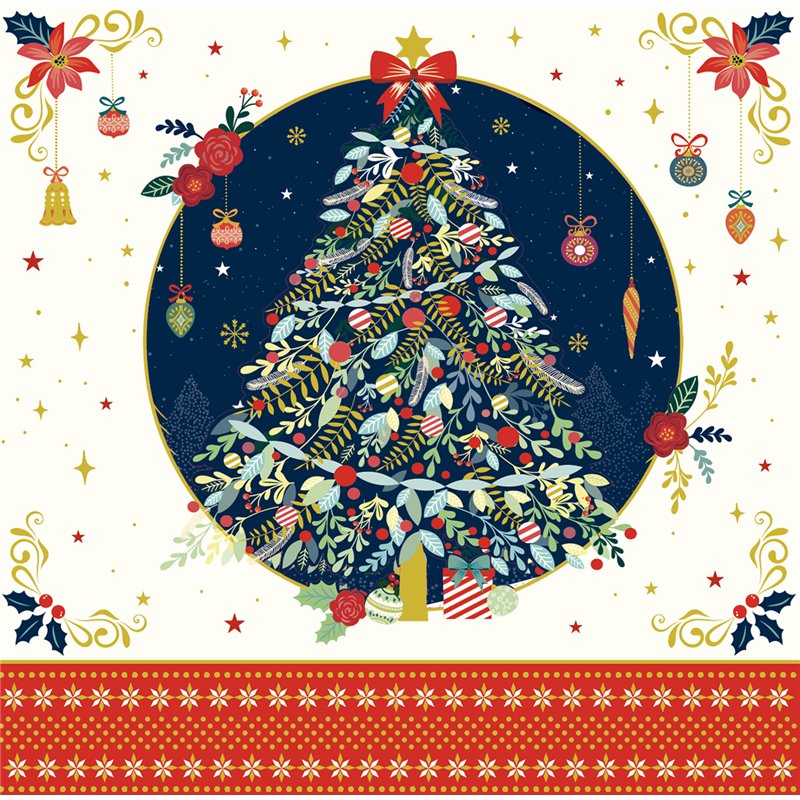 Χριστουγεννιάτικη Κάρτα Τρίπτυχο Διάτρητη Στολισμένο Έλατο Pictura