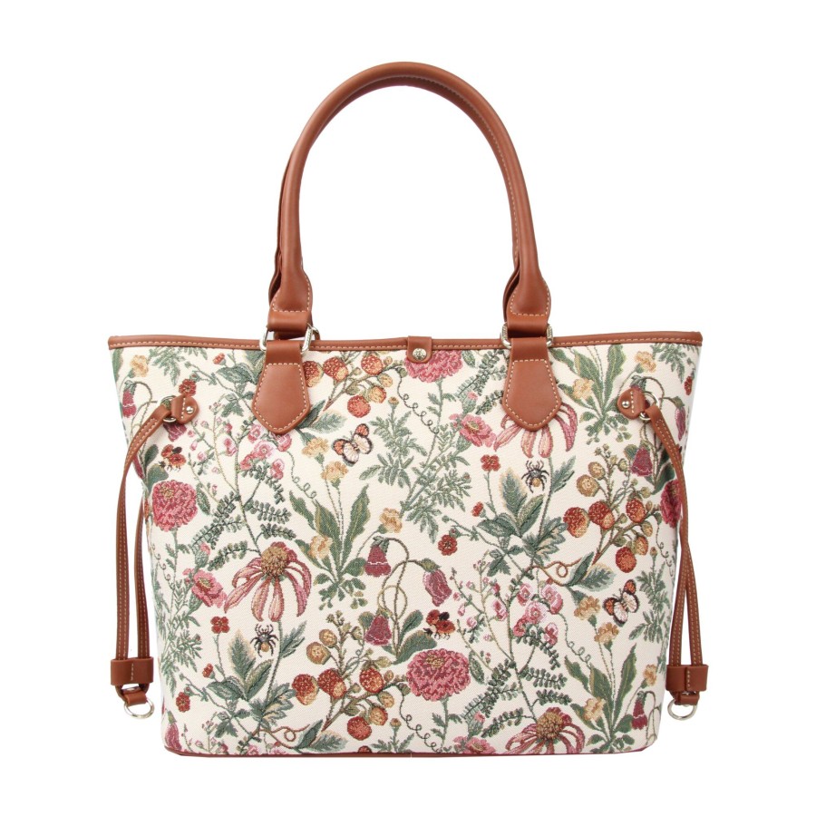 Τσάντα Χειρός Ώμου Floral Summer Beige Henney Bear