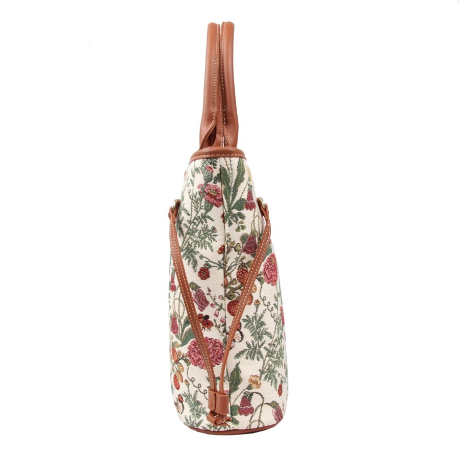 Τσάντα Χειρός Ώμου Floral Summer Beige Henney Bear
