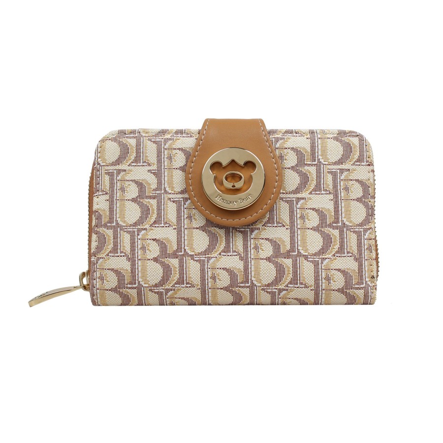 Πορτοφόλι Μεσαίο Με Κουμπί Milk Tea Henney Bear