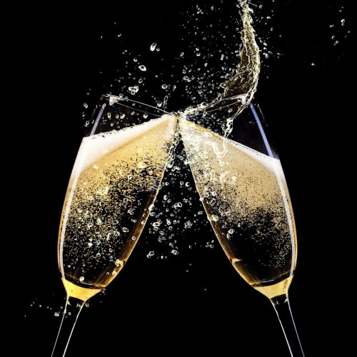 Ευχετήρια Κάρτα Διπλή 16x16 Ποτήρια Με Σαμπάνια Pictura