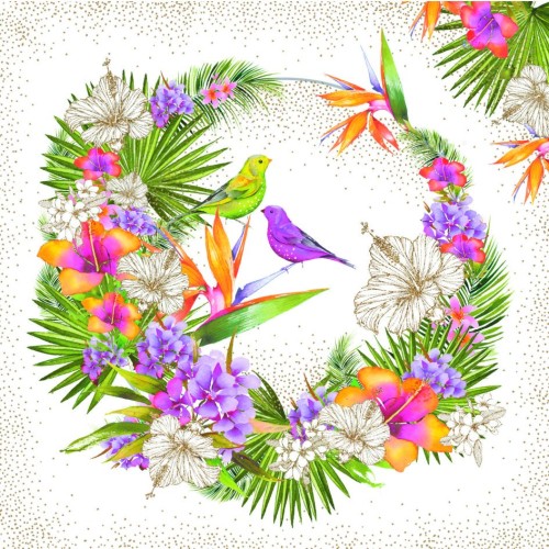 Κάρτα Διπλή De-Ci De-Là Τροπικό Στεφάνι Με Λουλούδια Και Πουλιά Pictura