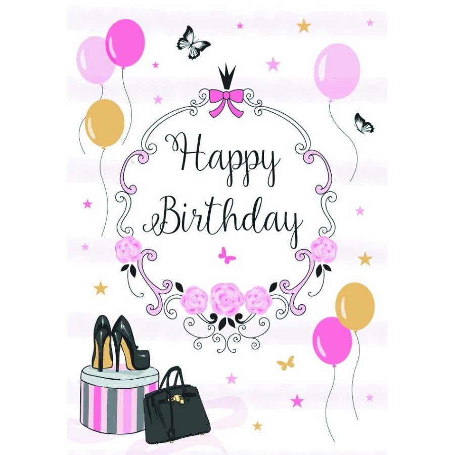 Ευχετήρια Κάρτα 3D Τρίπτυχο ZIG ZAG Happy Birthday Shopping Girl Pictura