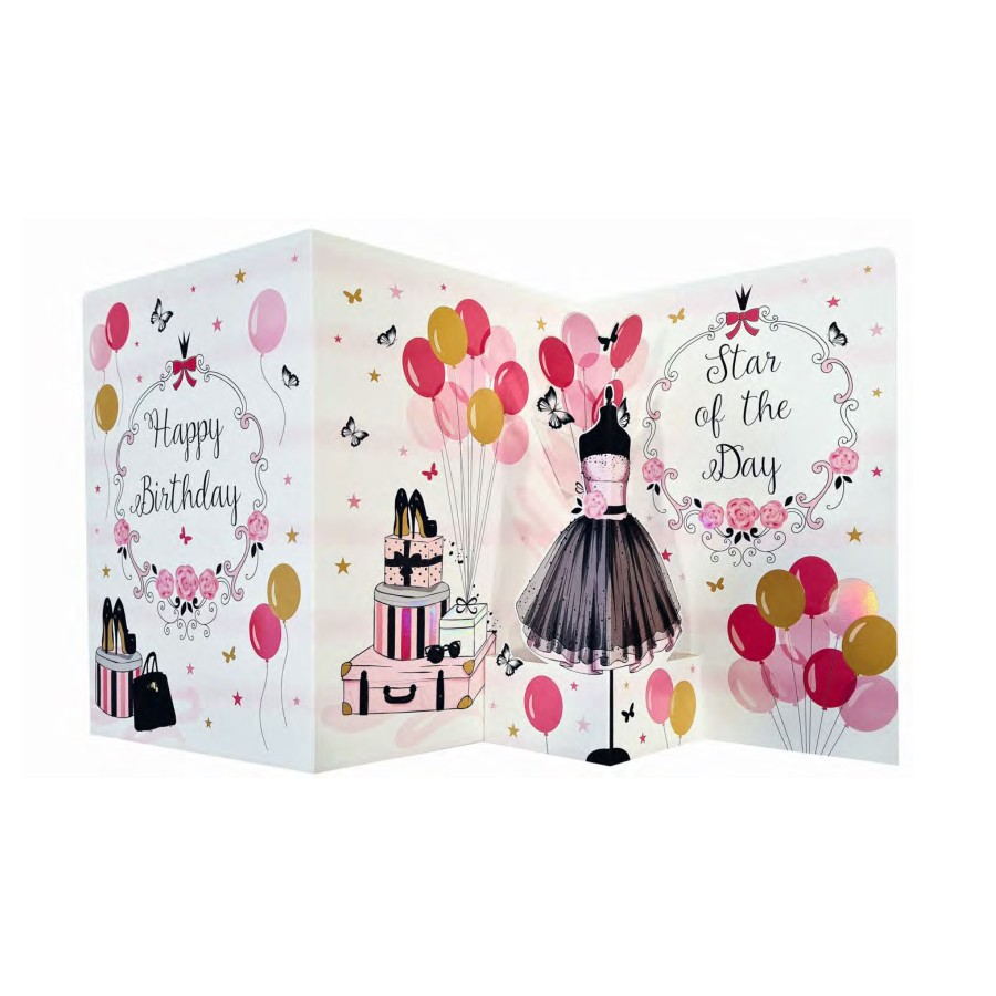 Ευχετήρια Κάρτα 3D Τρίπτυχο ZIG ZAG Happy Birthday Shopping Girl Pictura