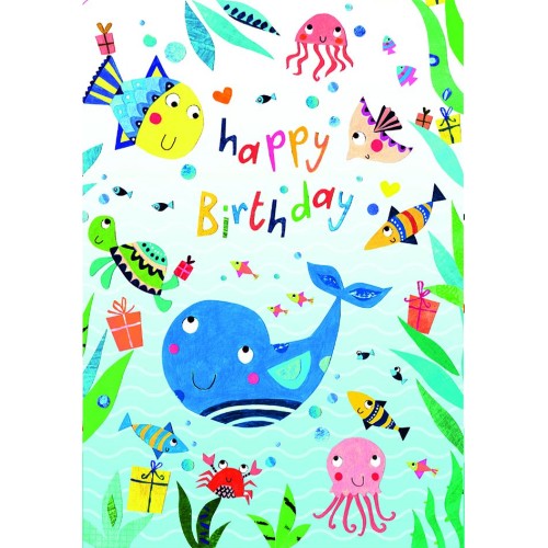 Ευχετήρια Κάρτα 3D Τρίπτυχο ZIG ZAG Happy Birthday Στον Βυθό Pictura