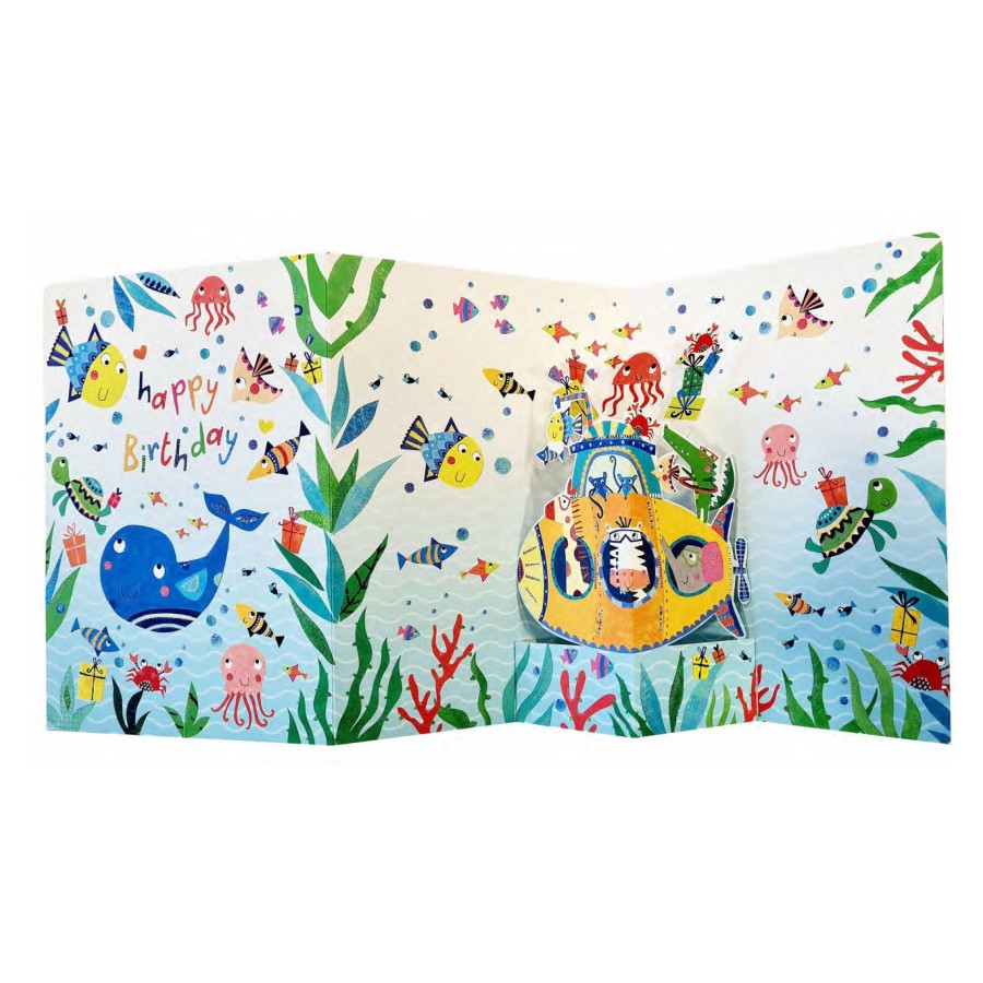 Ευχετήρια Κάρτα 3D Τρίπτυχο ZIG ZAG Happy Birthday Στον Βυθό Pictura