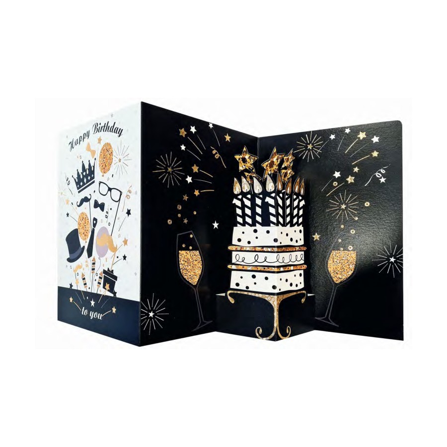 Ευχετήρια Κάρτα 3D Τρίπτυχο ZIG ZAG Happy Birthday To You Pictura