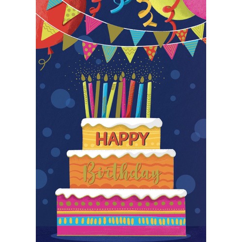 Ευχετήρια Κάρτα 3D Τρίπτυχο ZIG ZAG Happy Birthday Τούρτα Pictura