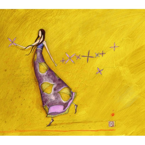 Ευχετήρια Κάρτα Διπλή 10,5x21 Γυναίκα Με Μωβ Φόρεμα Pictura