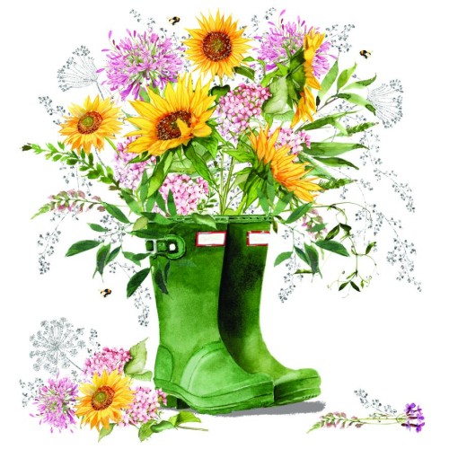 Κάρτα Διπλή De-Ci De-Là Πράσινες Μπότες Με Λουλούδια Pictura