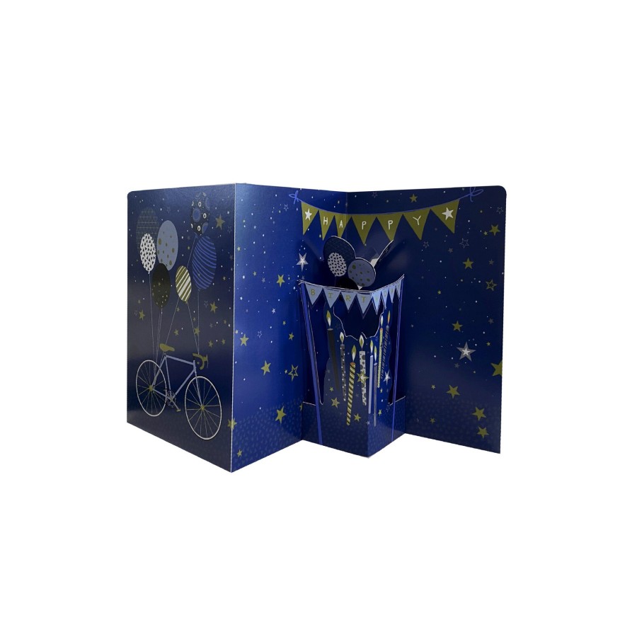 Ευχετήρια Κάρτα 3D Τρίπτυχο ZIG ZAG Ποδήλατο Σε Μπαλόνια Pictura