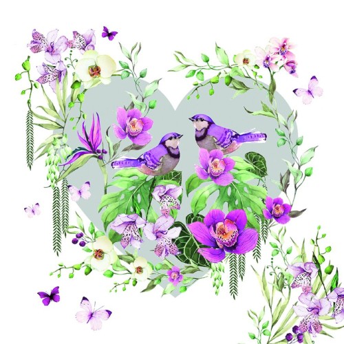 Κάρτα Διπλή De-Ci De-Là Μπλε Πουλιά Με Λουλούδια Και Καρδιά Pictura