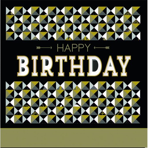 Κάρτα Τρίπτυχο Διάτρητη Happy Birthday Σε Χρυσό Και Μαύρο Pictura