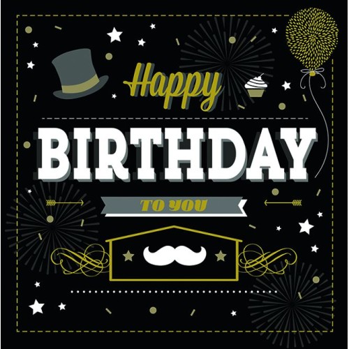 Κάρτα Τρίπτυχο Διάτρητη Happy Birthday Σε Χρυσό Και Μαύρο Pictura