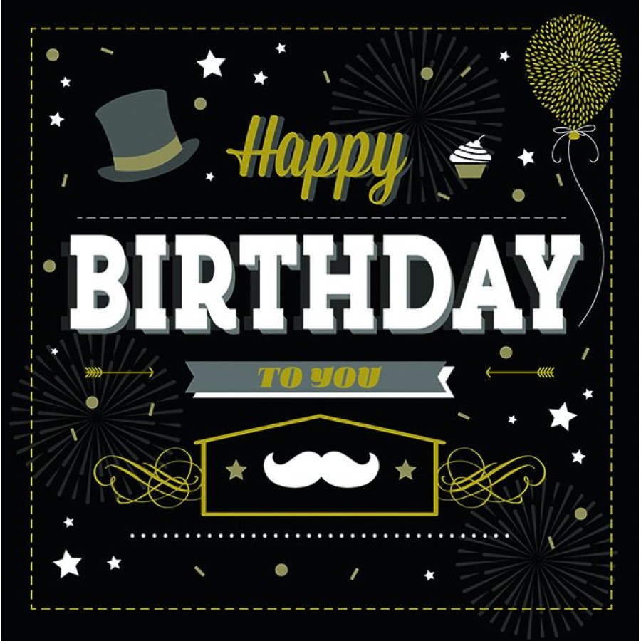 Κάρτα Τρίπτυχο Διάτρητη Happy Birthday Σε Χρυσό Και Μαύρο Pictura