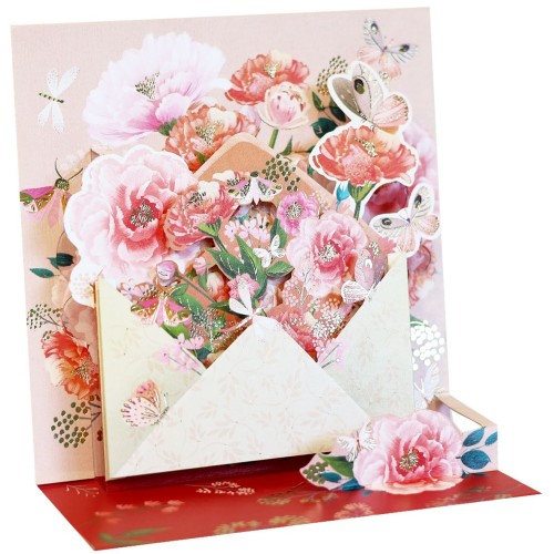 Ευχετήρια Κάρτα 3D 16x16 Φάκελος Με Λουλούδια Pictura